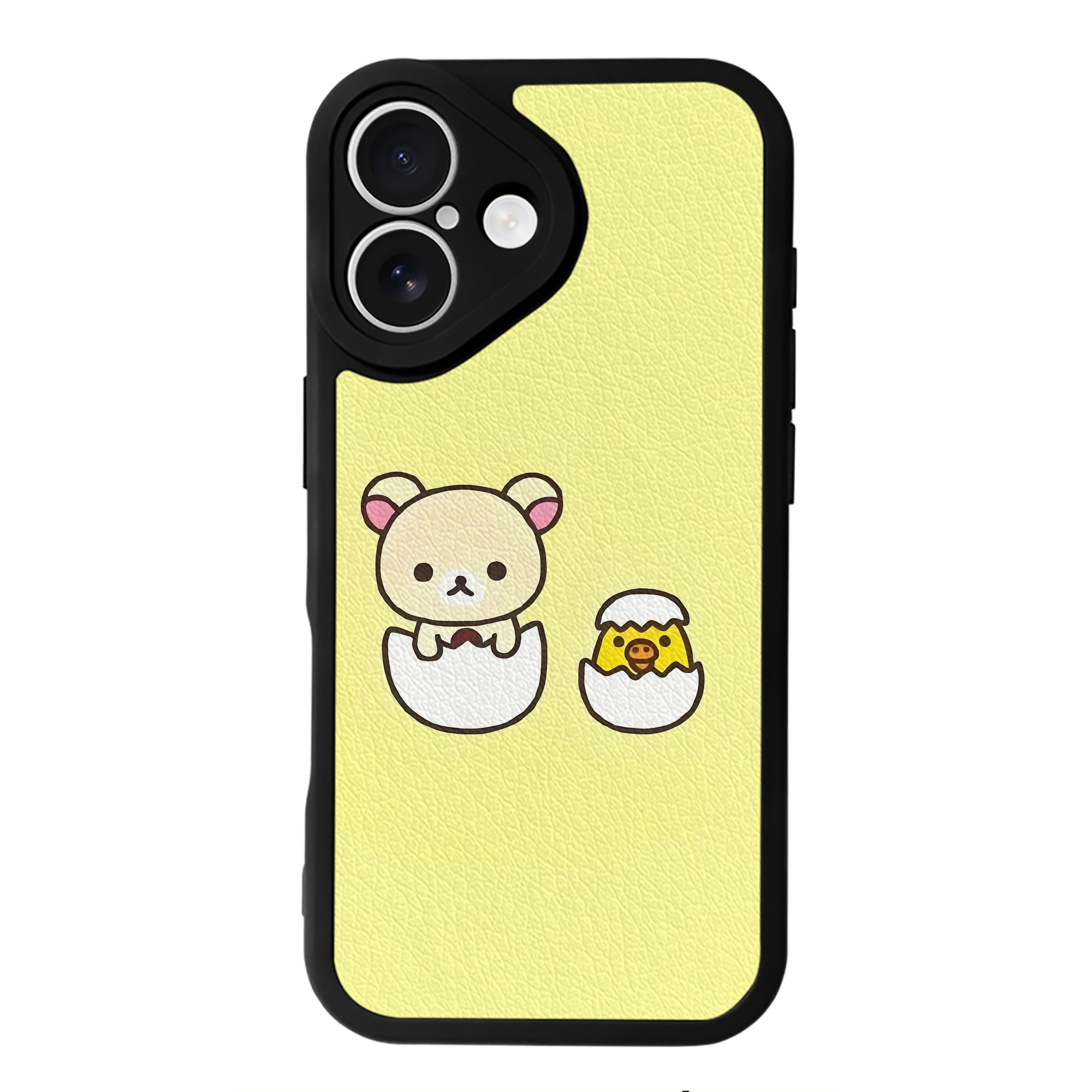 （画像用） リラックマ リラックマ キイロイトリ Rilakkuma Korilakkuma Kiiroitori 【iPhone 16シリーズ対応】シリコンスマホケース（レザー調） 材質：シリコン